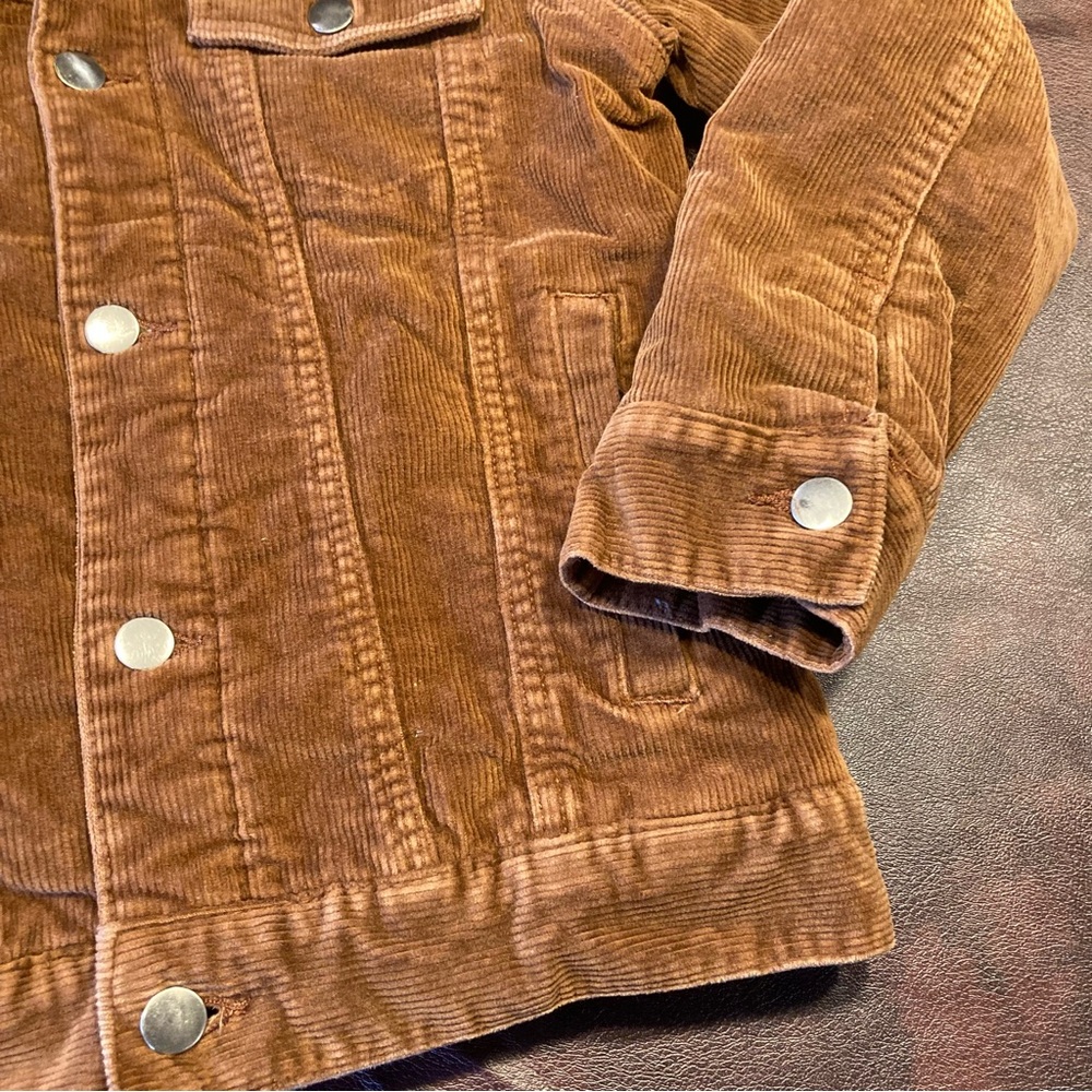 Chestnut Brown Shearling Lined Corduroy Work Coat - Picture 4 of 8